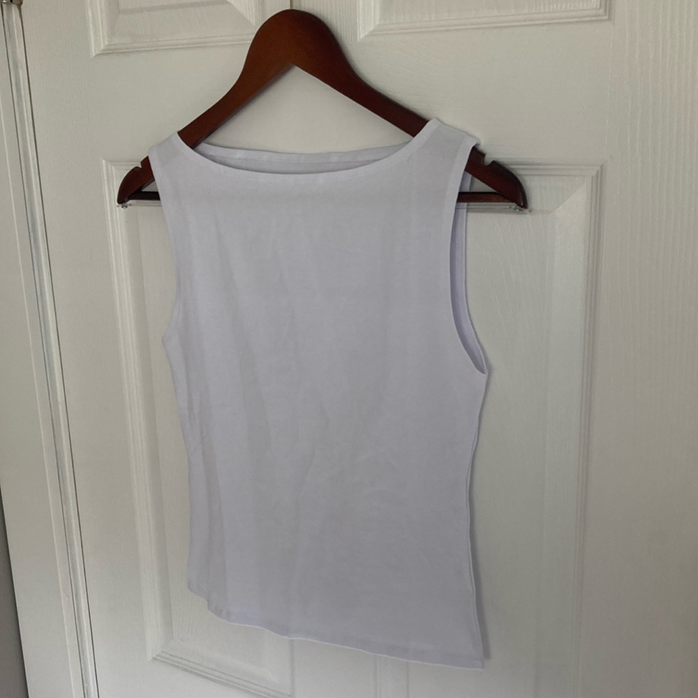White Wide Neck Sleeveless Women's Top